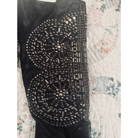 NEW JEFFREY CAMPBELL FLEETWOOD LEATHER STUDDED BOOTS ROCK N ROLL BIKER  8 - Picture 2 of 7